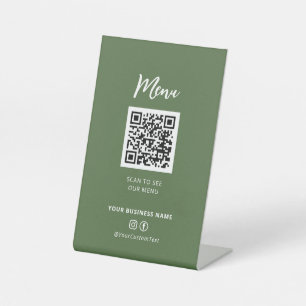 Modern Restaurants Menu QR code Social Media Sign