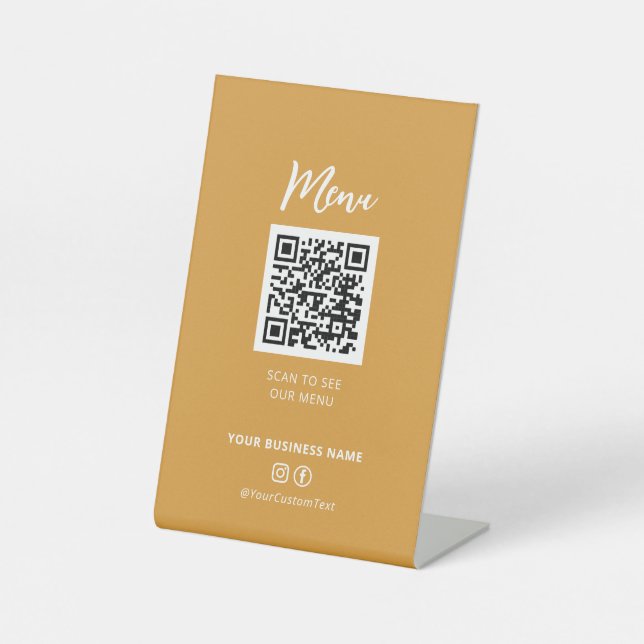 Modern Restaurants Menu QR code Social Media Sign (Front)