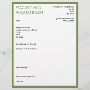 Modern RESUME COVER LETTER Customisable GREEN Custom Letterhead
