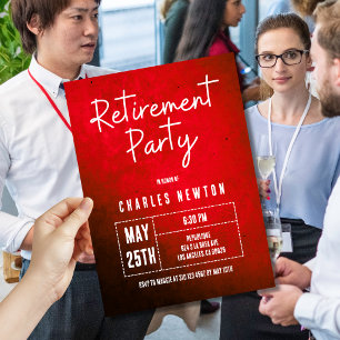 Modern Retirement Party Invitation Red Gradient