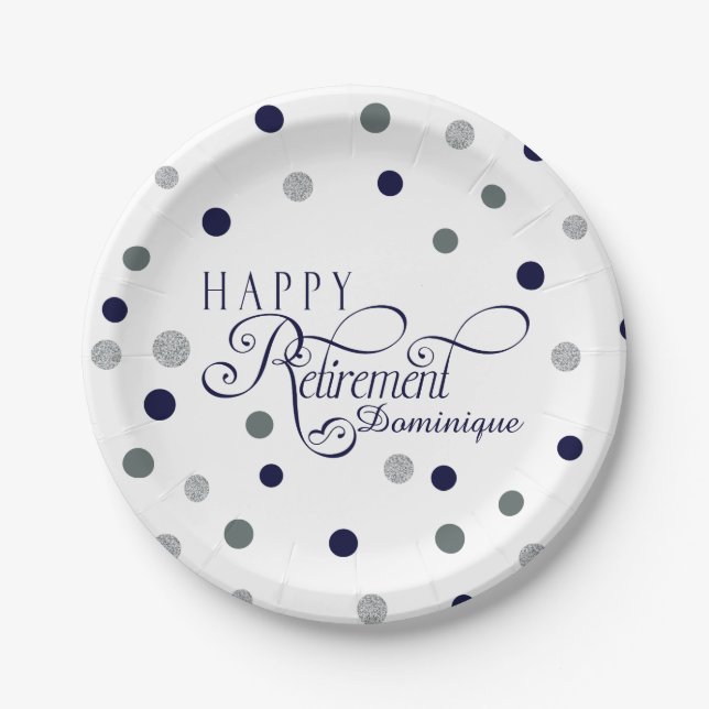 Modern Retirement Party Plates 7 Inch Paper Plate (Front)