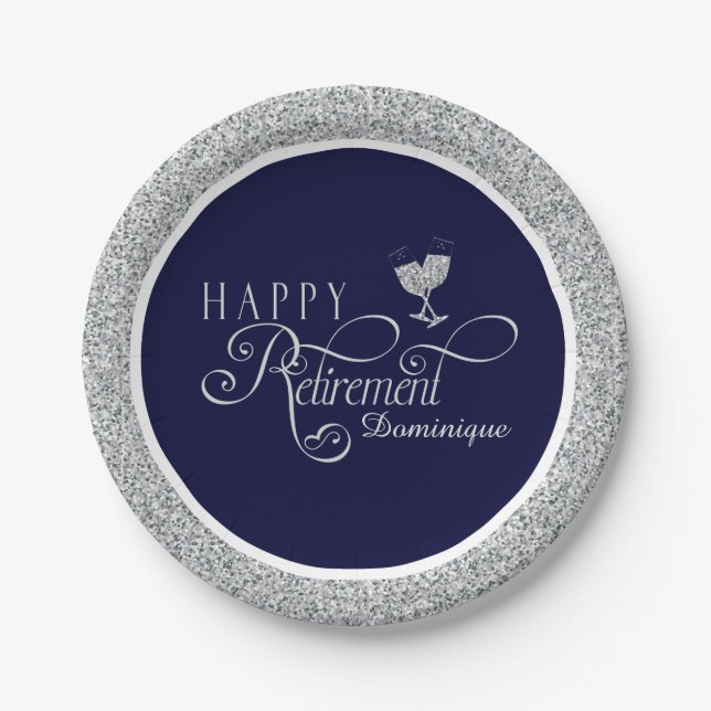 Modern Retirement Party Plates 7 Inch Paper Plate (Front)