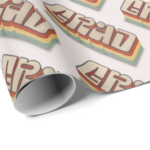 Modern retro 3D grad graduate Wrapping Paper