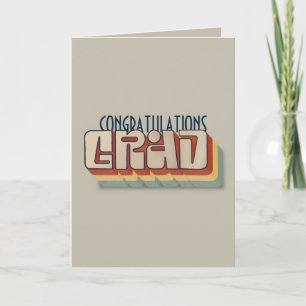 Modern retro 3D typographic graduate grad card