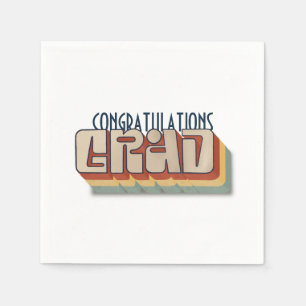 Modern retro 3D typographic graduate grad Napkin