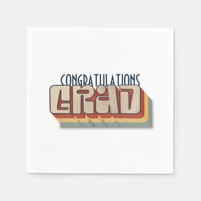 Modern retro 3D typographic graduate grad  Napkin (Front)