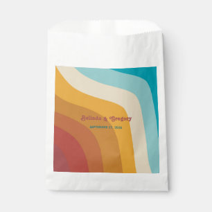 Modern Retro 70's Colourful Rainbow Waves Wedding Favour Bags