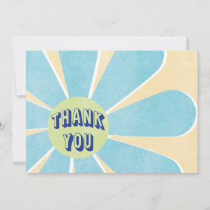 Modern Retro 70's Floral Graduation Thank You Card