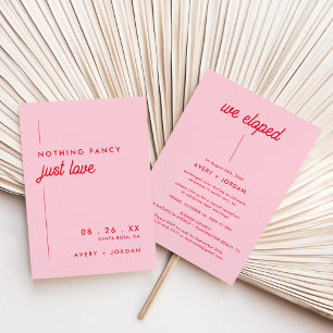 Modern Retro 70's Pink & Red Just Love Wedding Invitation