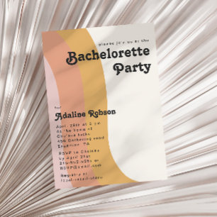 Modern Retro 70's Rainbow Bachelorette Party Invitation