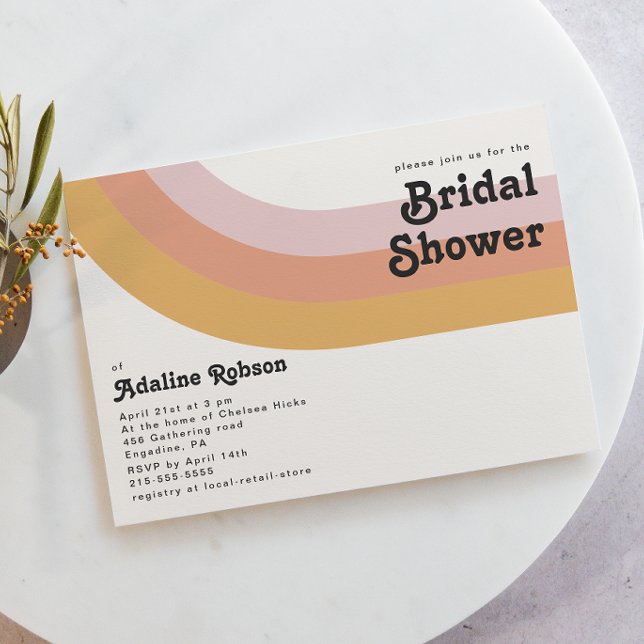 Modern Retro 70's Rainbow Bridal Shower Invitation (Creator Uploaded)