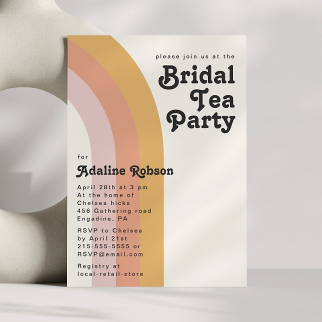 Modern Retro 70's Rainbow Bridal Tea Party Invitation (Creator Uploaded)
