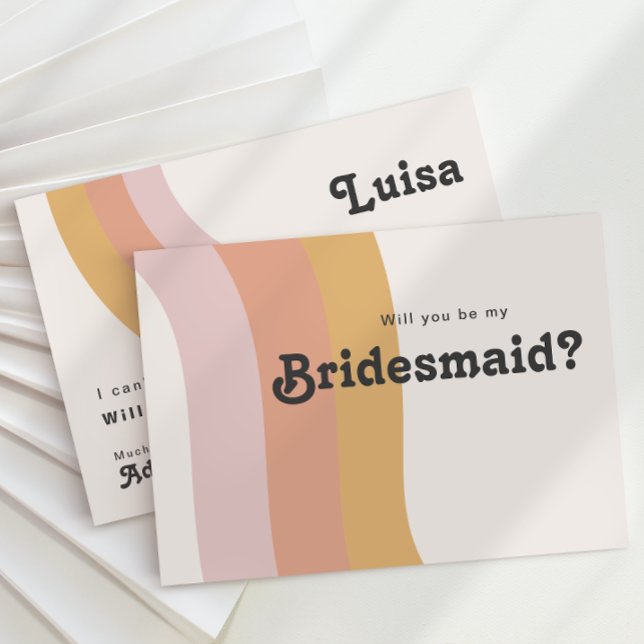 Modern Retro 70's Rainbow Bridesmaid Proposal Card (Creator Uploaded)