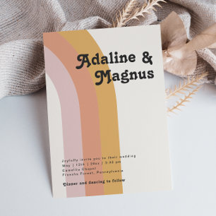 Modern Retro 70's Rainbow Casual Wedding Invitation