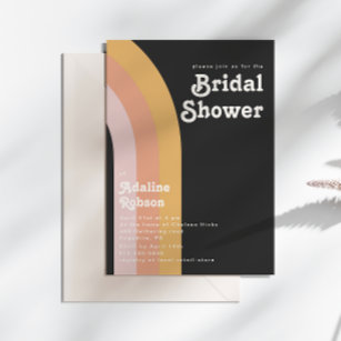 Modern Retro 70's Rainbow Dark Bridal Shower Invitation