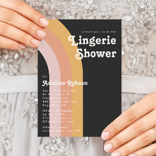 Modern Retro 70's Rainbow Dark Lingerie Shower Invitation