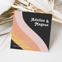 Modern Retro 70's Rainbow Dark Square Wedding