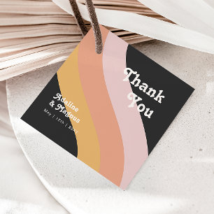 Modern Retro 70's Rainbow Dark Thank You Favour Tags