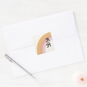 Modern Retro 70's Rainbow Monogram Envelope Seals