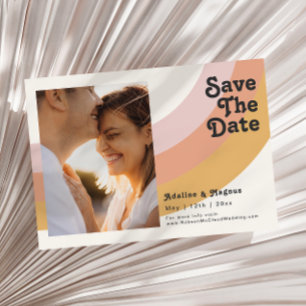 Modern Retro 70's Rainbow Photo Horizontal Save The Date