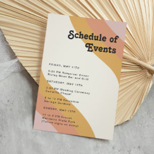Modern Retro 70's Rainbow Schedule of Events  Enclosure Card