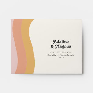 Modern Retro 70's Rainbow Self Addressed RSVP Envelope