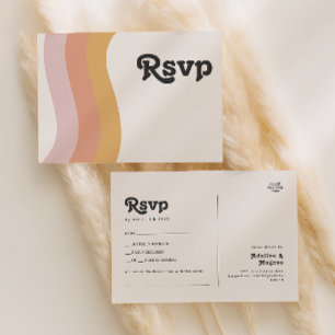 Modern Retro 70's Rainbow Song Request RSVP Postca Postcard