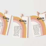 Modern Retro 70's Rainbow | Table Number Chart<br><div class="desc">This modern retro 70's rainbow | table number chart is perfect for your simple vintage orange, rose gold, and blush pink wedding reception. Designed with elements of a classic, colourful boho arch and groovy minimalist stripes. The design has a unique abstract tropical beach feel, great for any spring, summer, or...</div>