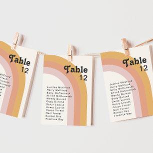 Modern Retro 70's Rainbow   Table Number Chart