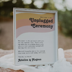 Modern Retro 70's Rainbow Unplugged Ceremony Poster
