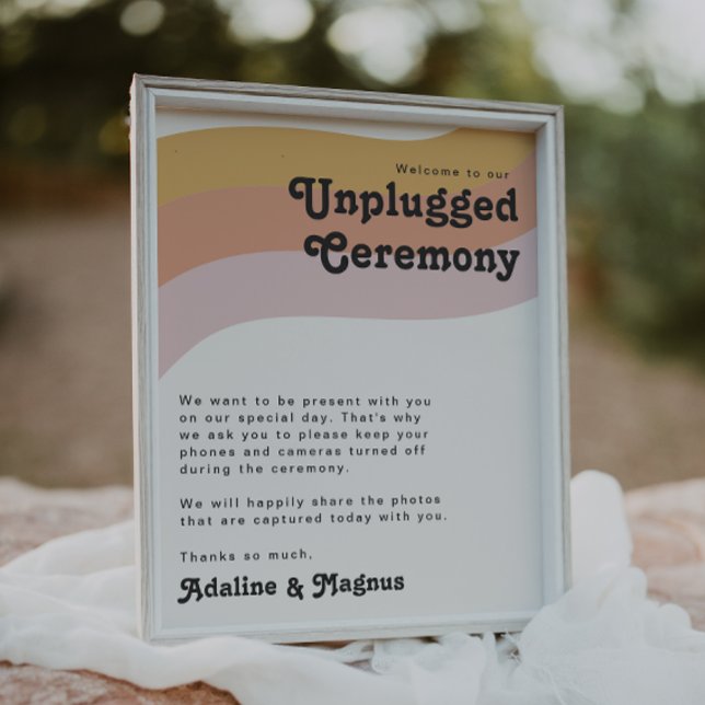 Modern Retro 70's Rainbow Unplugged Ceremony Poster (Creator Uploaded)