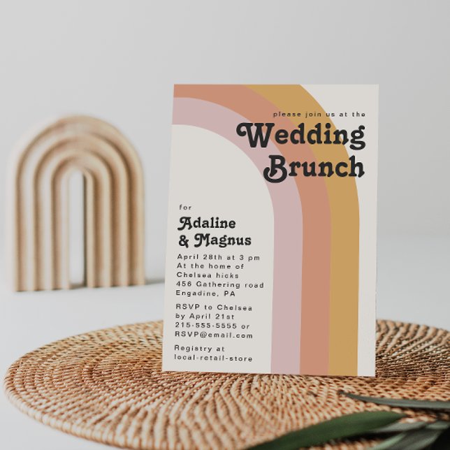 Modern Retro 70's Rainbow Wedding Brunch Invitatio Invitation (Creator Uploaded)