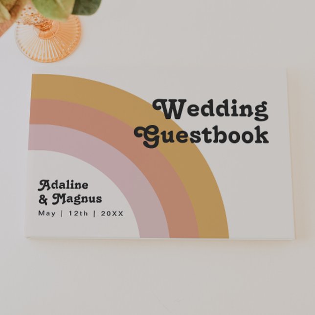 Modern Retro 70's Rainbow Wedding Guestbook (Creator Uploaded)