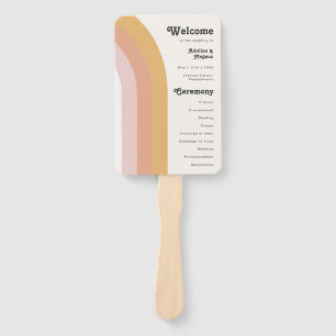 Modern Retro 70's Rainbow Wedding Program Hand Fan