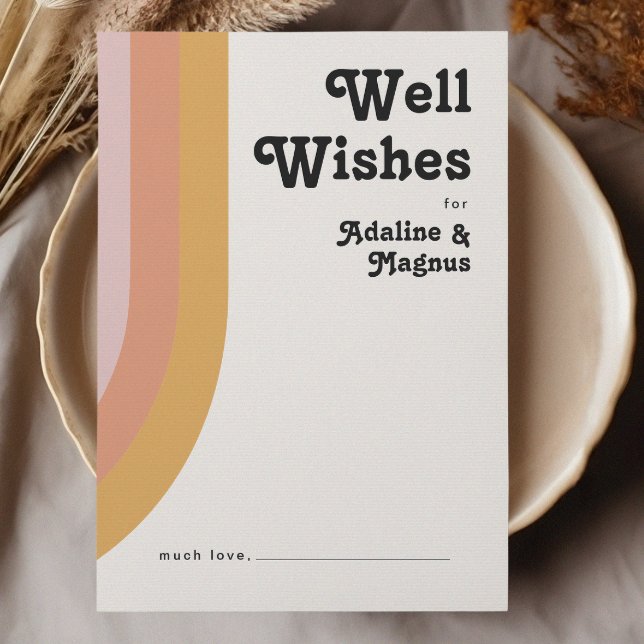 Modern Retro 70's Rainbow Wedding Well Wishes Card (Creator Uploaded)