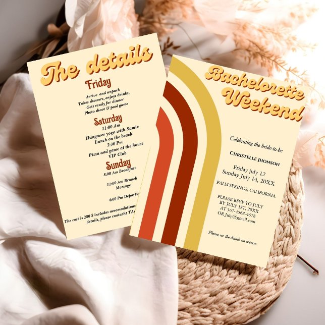 Modern Retro 70s terracotta bachelorette weekend  Invitation (Creator Uploaded)
