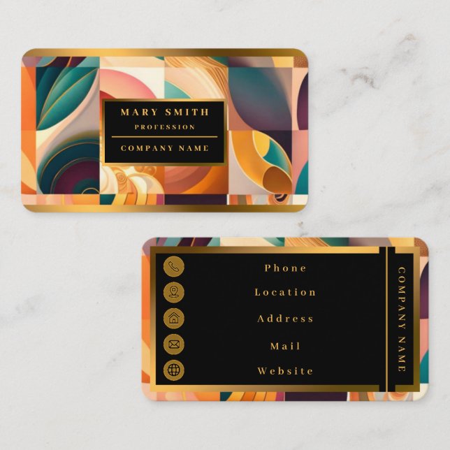 Modern Retro Abstract Squares Collection Business  Card (Front/Back)