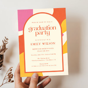 Modern Retro Arch Frame Graduate Graduation Party Invitation
