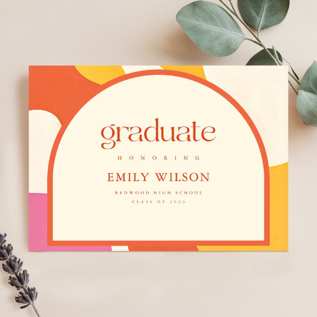 Modern Retro Arch Graduation Party Invitation Postcard (Creator Uploaded)
