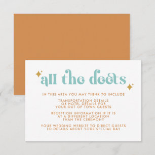 Modern Retro Beachy Wedding Details Enclosure Card