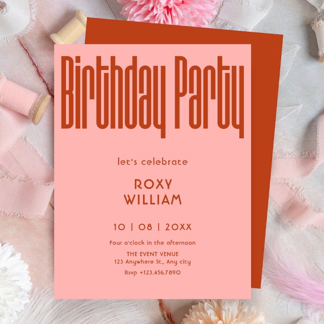 Modern Retro birthday Invitation (Creator Uploaded)