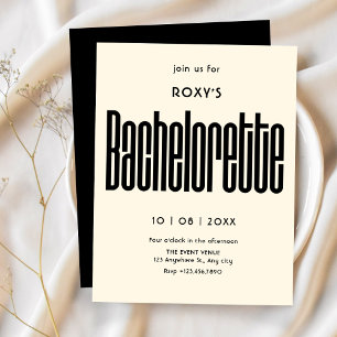 Modern Retro black and white bachelorette Invitation