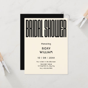 Modern Retro black and white bridal shower Invitation