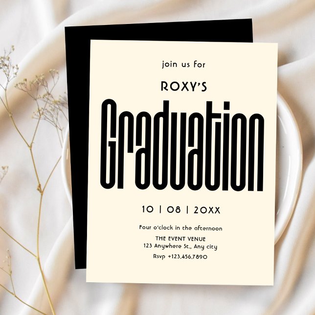 Modern Retro black and white graduation Invitation (Creator Uploaded)