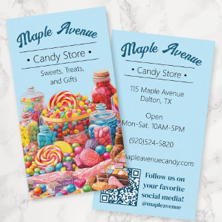 Modern Retro Blue Colourful Candy  Business Card