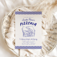 Modern Retro Blue Italian Pizzeria Pizza Party