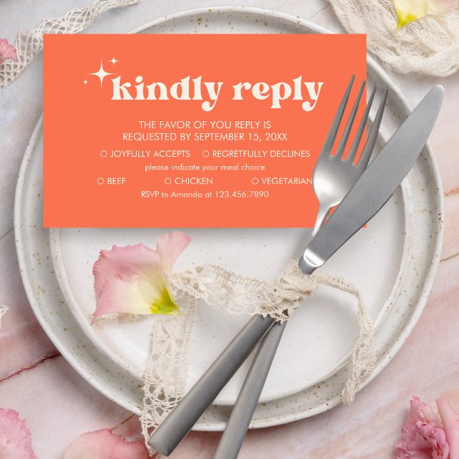 Modern Retro Bold Chic Wedding RSVP Card (Bold & Chic Modern Retro Wedding RSVP Card)