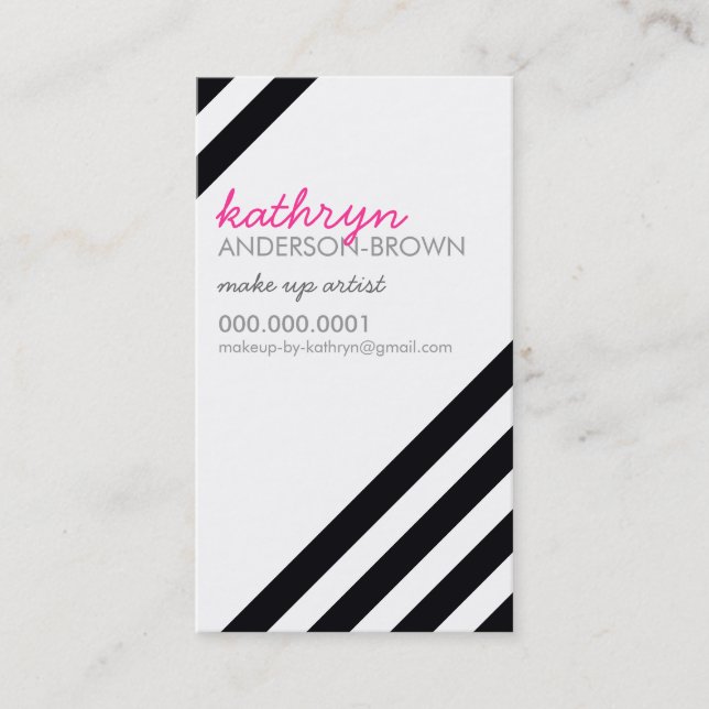 MODERN RETRO bold diagonal striped black white Business Card (Front)