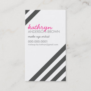MODERN RETRO bold diagonal striped charcoal grey Business Card