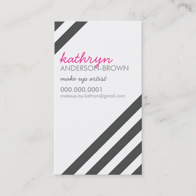 MODERN RETRO bold diagonal striped charcoal grey Business Card (Front)